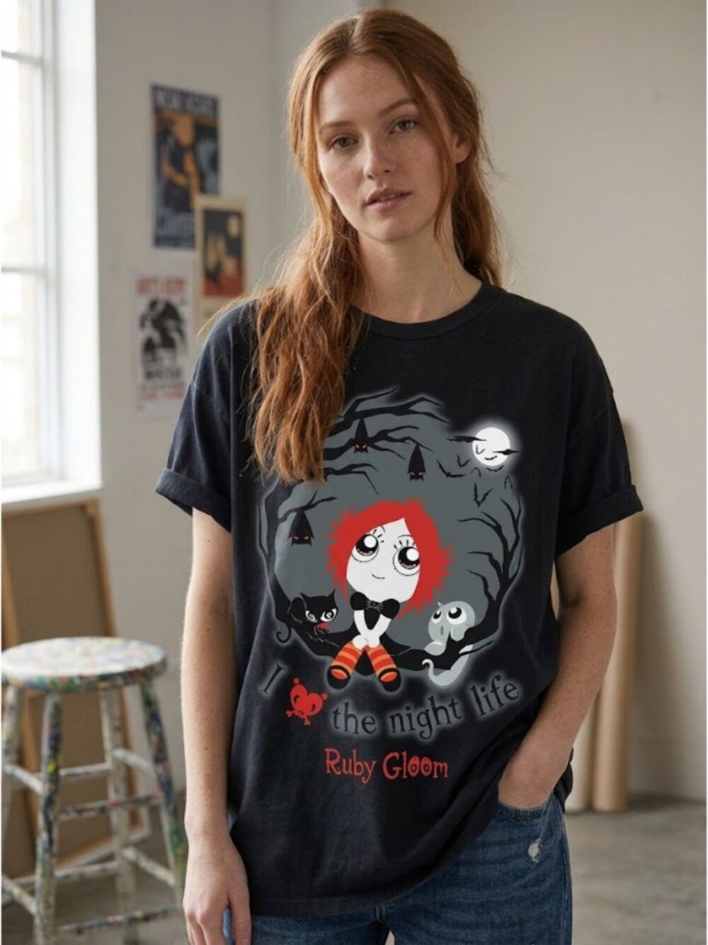 Ruby Gloom Shirt Vintage Goth I Love The Night Life Black Size S-5XL for Hallowe